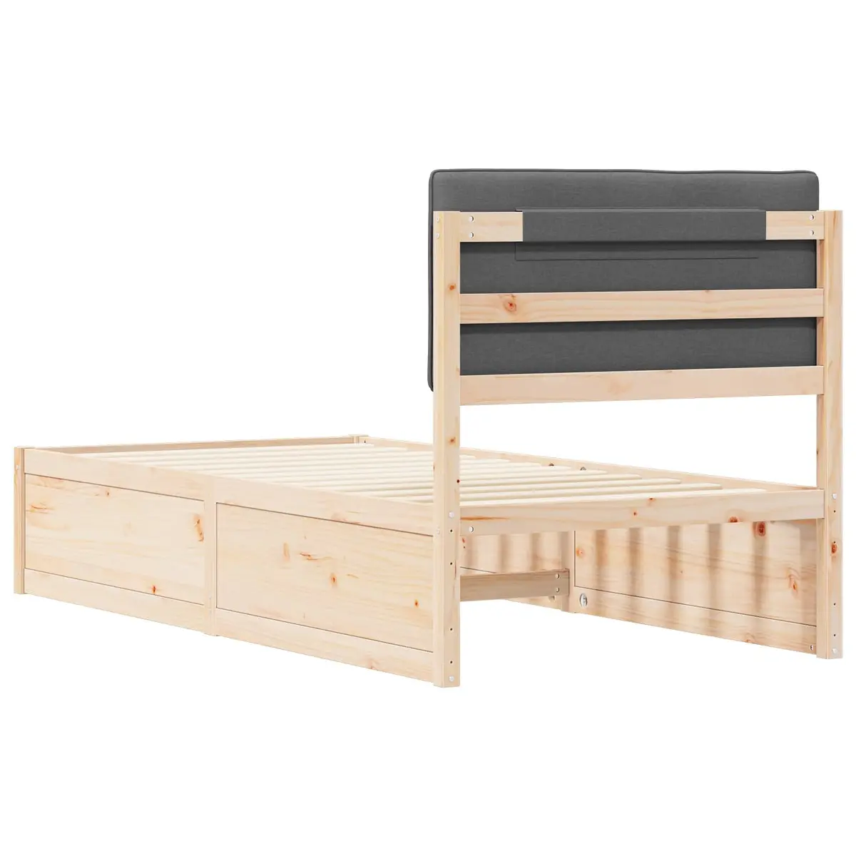 Grey Upholstered Bed Frame 90 x 190 cm