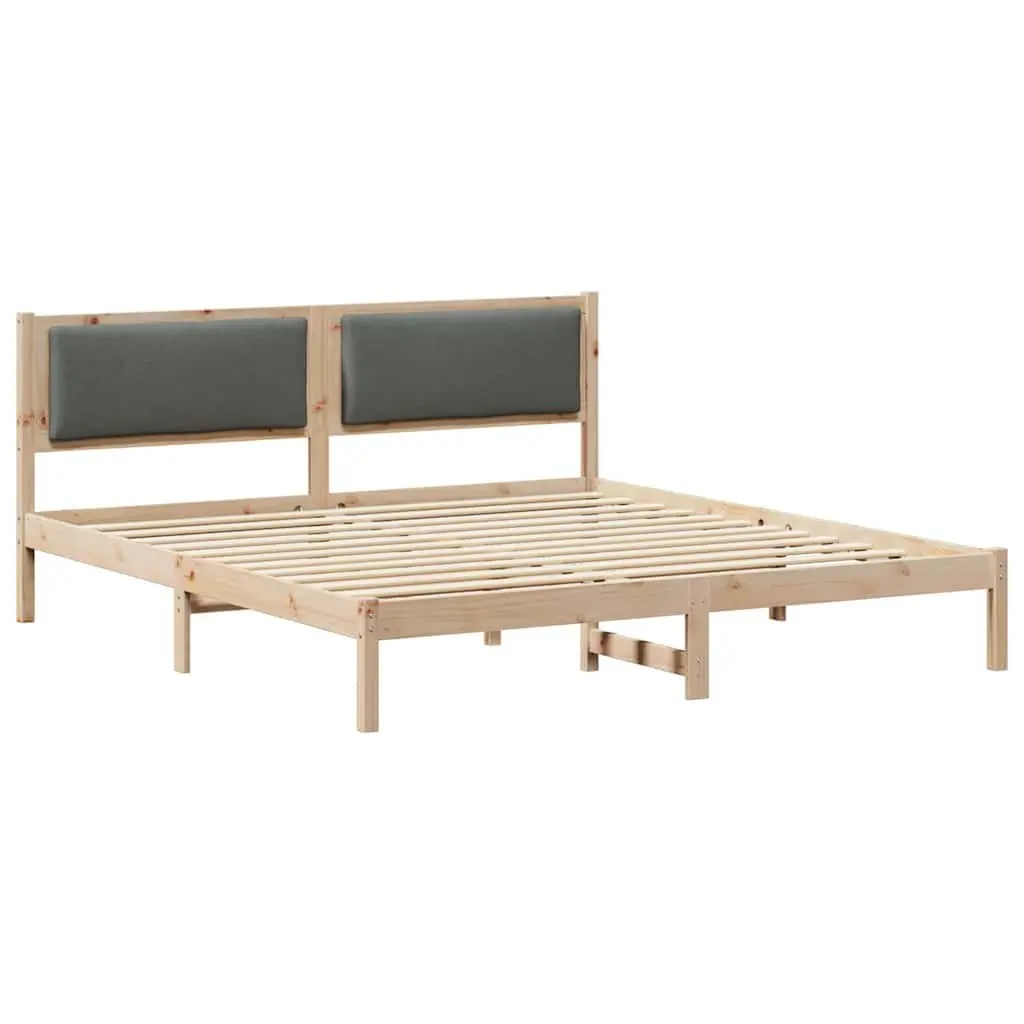 Grey Bed Frame with Polyester Headboard 180 x 200 cm