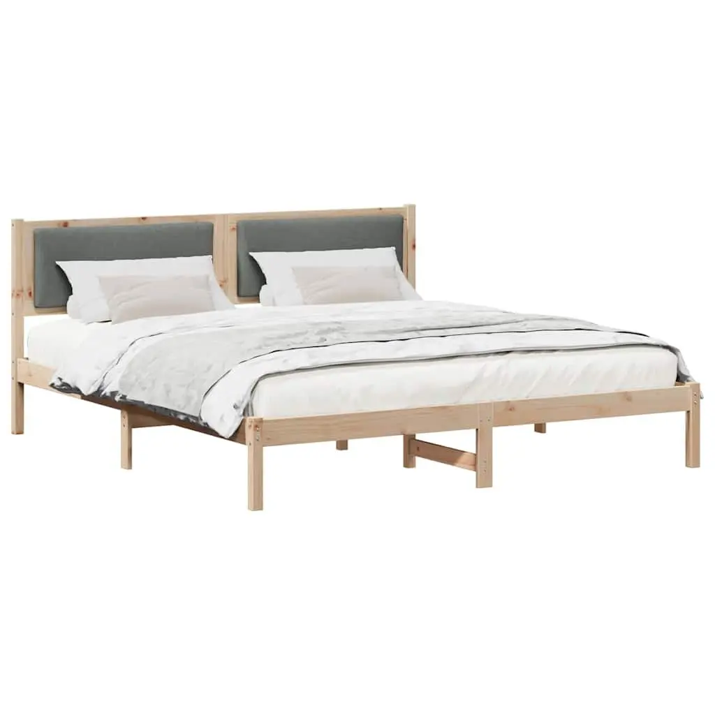 Grey Bed Frame with Polyester Headboard 180 x 200 cm