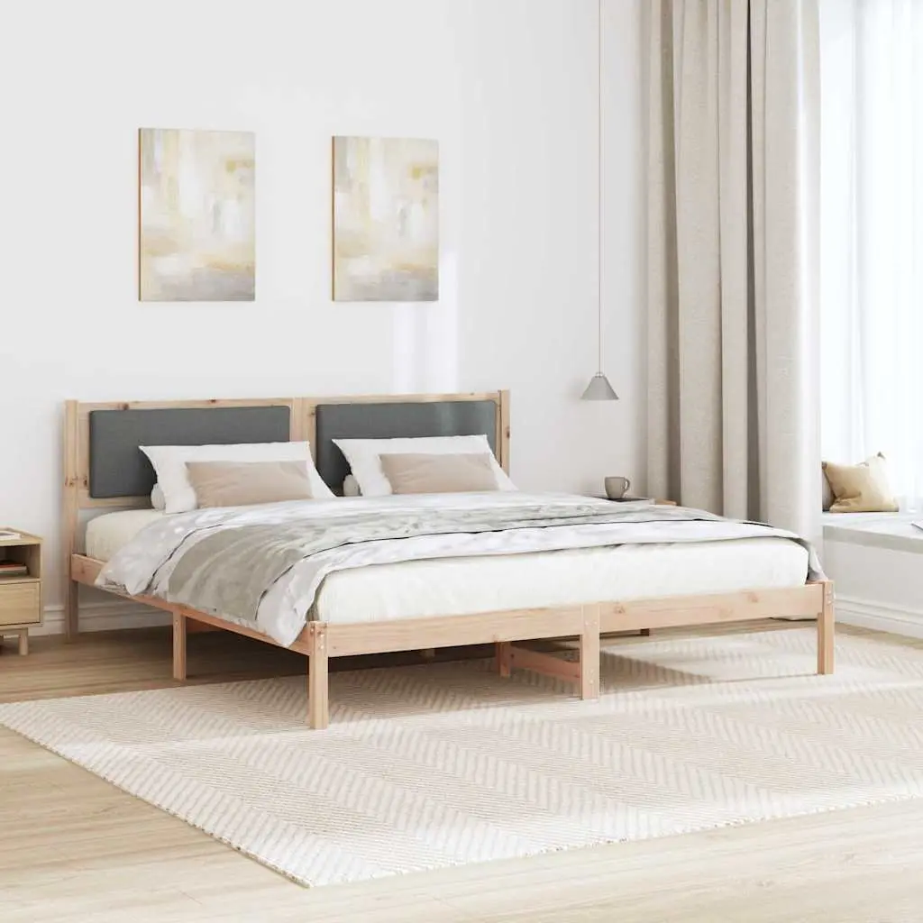 Grey Bed Frame with Polyester Headboard 180 x 200 cm