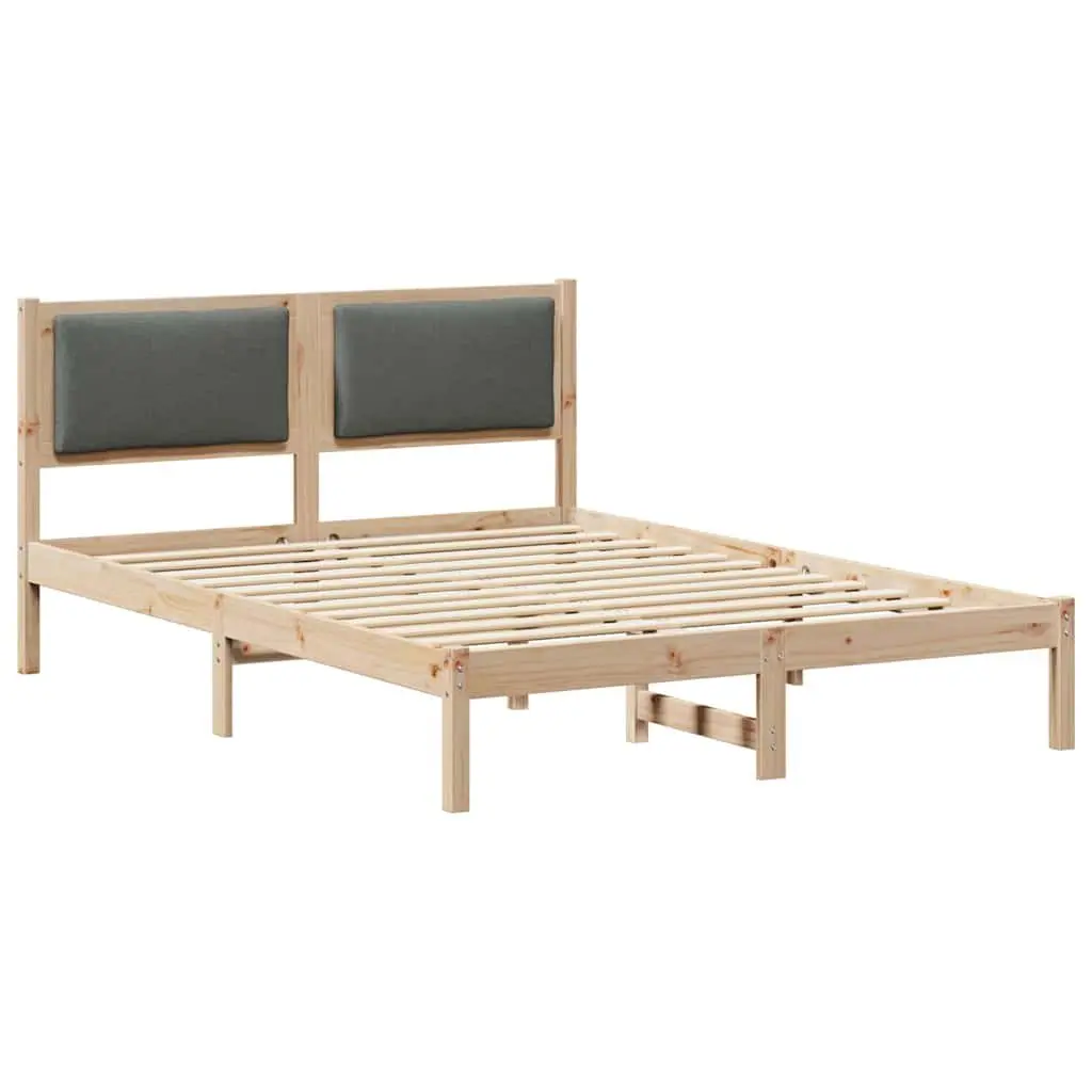 Solid Pine Bed Frame with Grey Headboard 150 x 200 cm