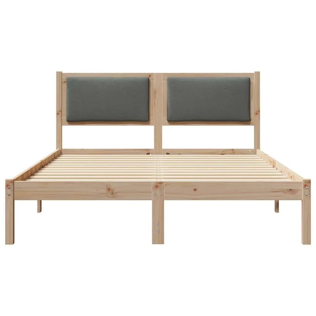 Solid Pine Wood Bed Frame with Headboard Grey 135 x 190 cm
