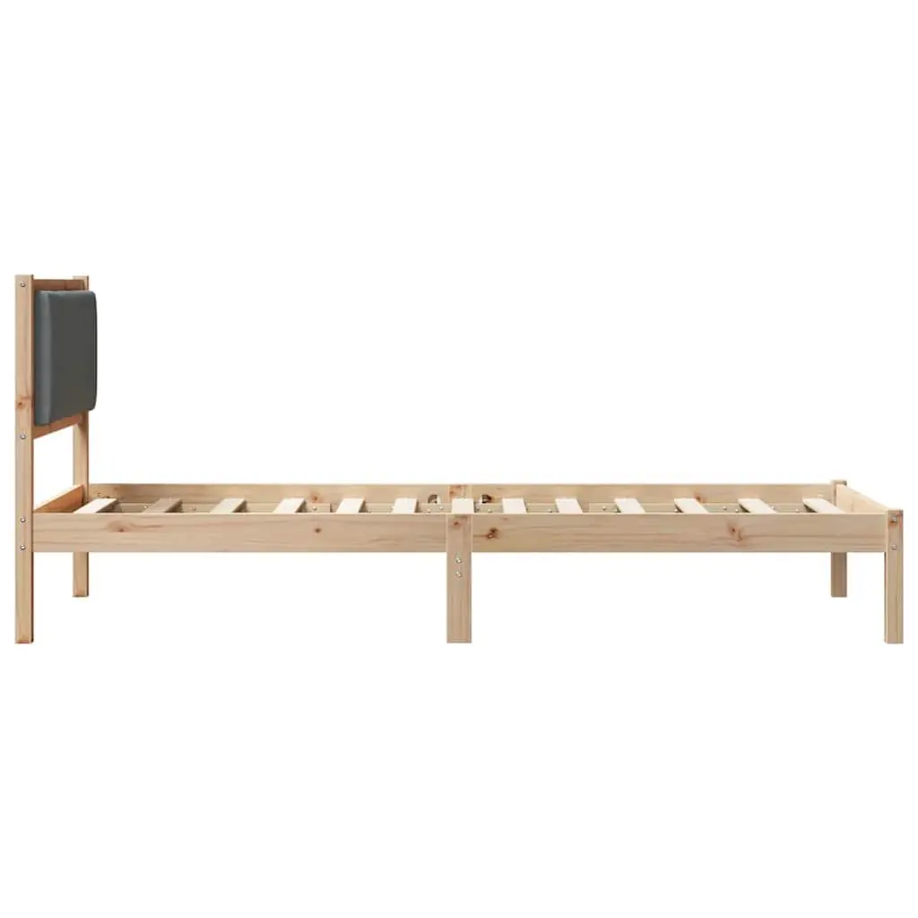 Solid Pine Bed Frame with Grey Headboard 90 x 190 cm