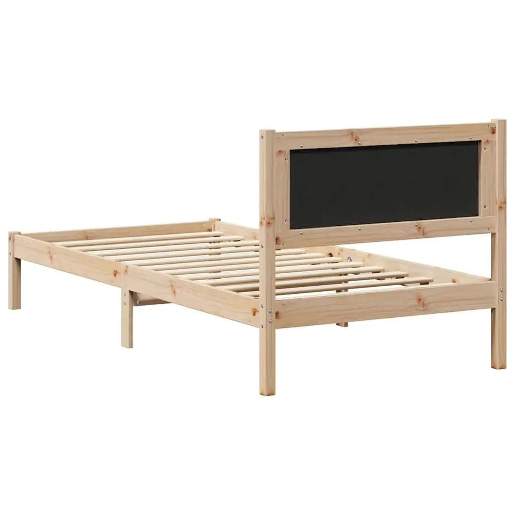 Solid Pine Bed Frame with Grey Headboard 90 x 190 cm
