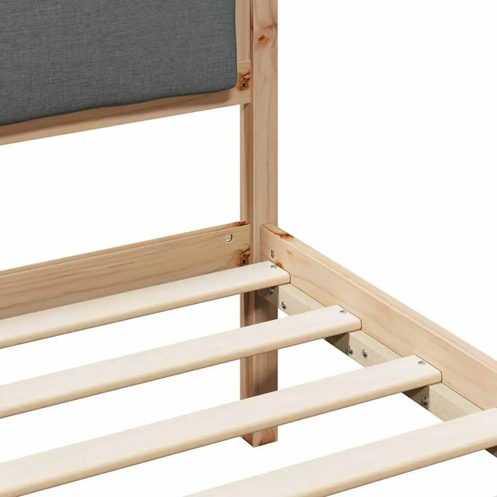Solid Pine Bed Frame with Grey Headboard 90 x 190 cm