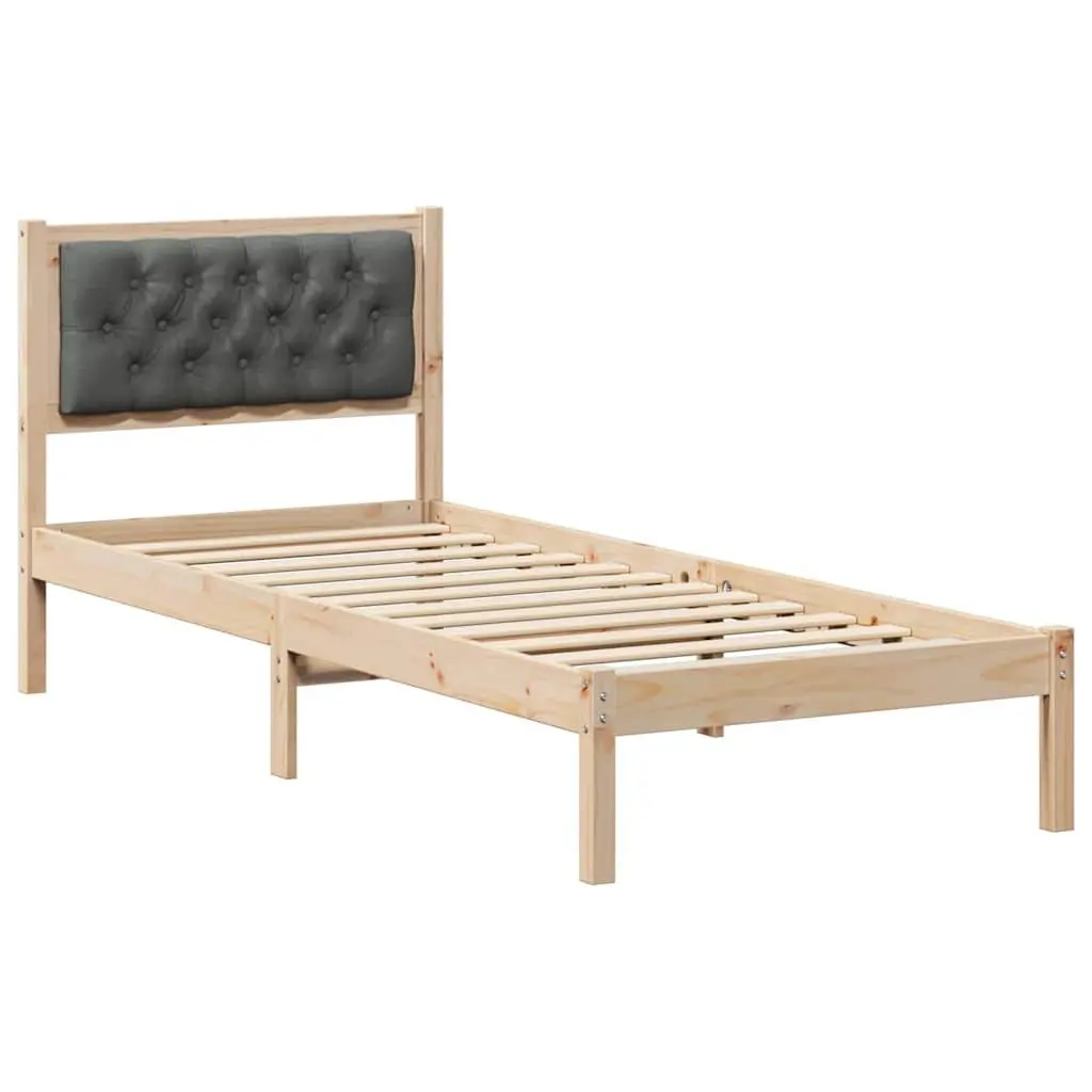 Bed Frame Solid Pine Wood 90 x 190 cm Brown Minimalist
