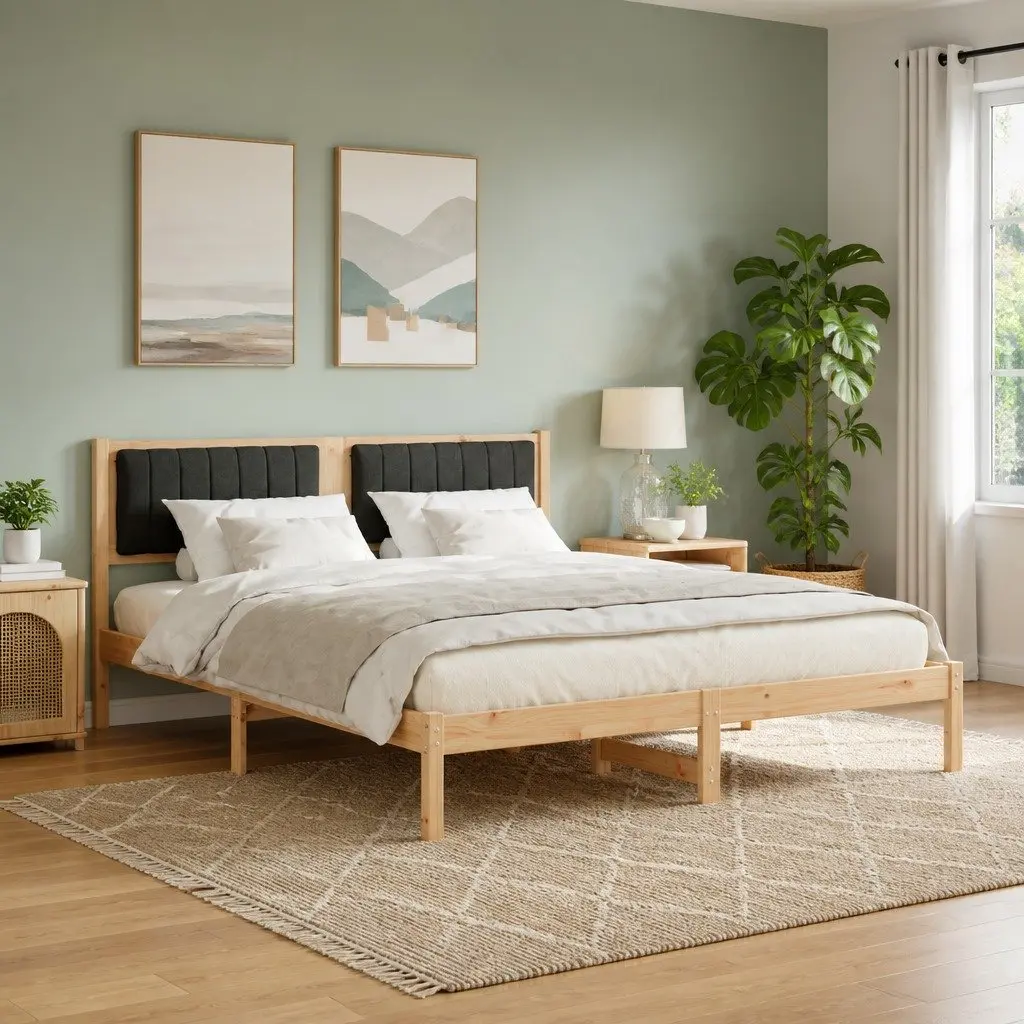 Upholstered Bed Frame 150 x 200 cm Dark Grey