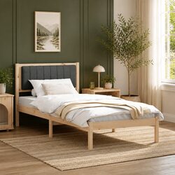 Sturdy Bed Frame with Upholstered Headboard 90 x 190 cm Dark Grey