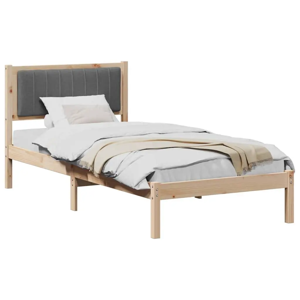 Bed Frame with Upholstered Headboard 90 x 190 cm Dark Grey