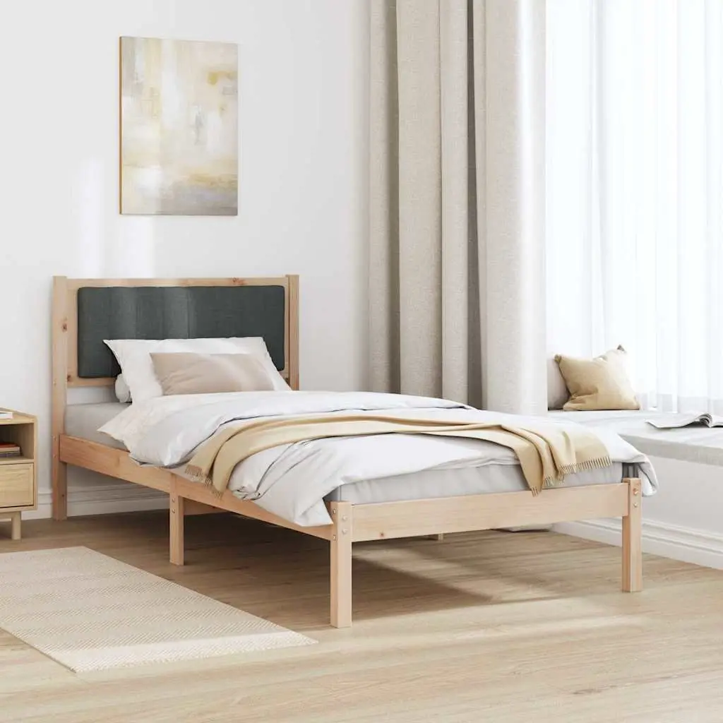 Bed Frame with Upholstered Headboard 90 x 190 cm Dark Grey