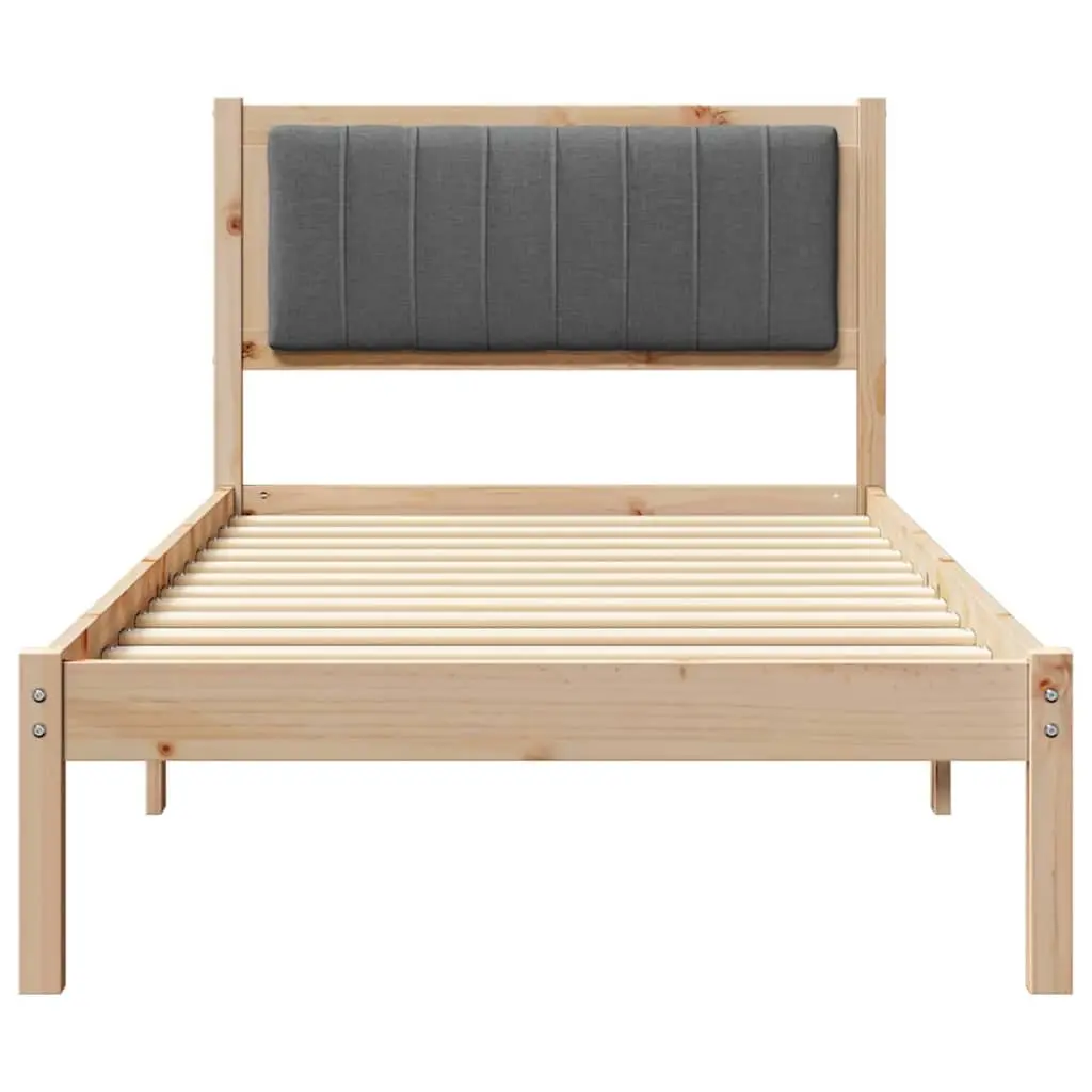 Bed Frame with Upholstered Headboard 90 x 190 cm Dark Grey