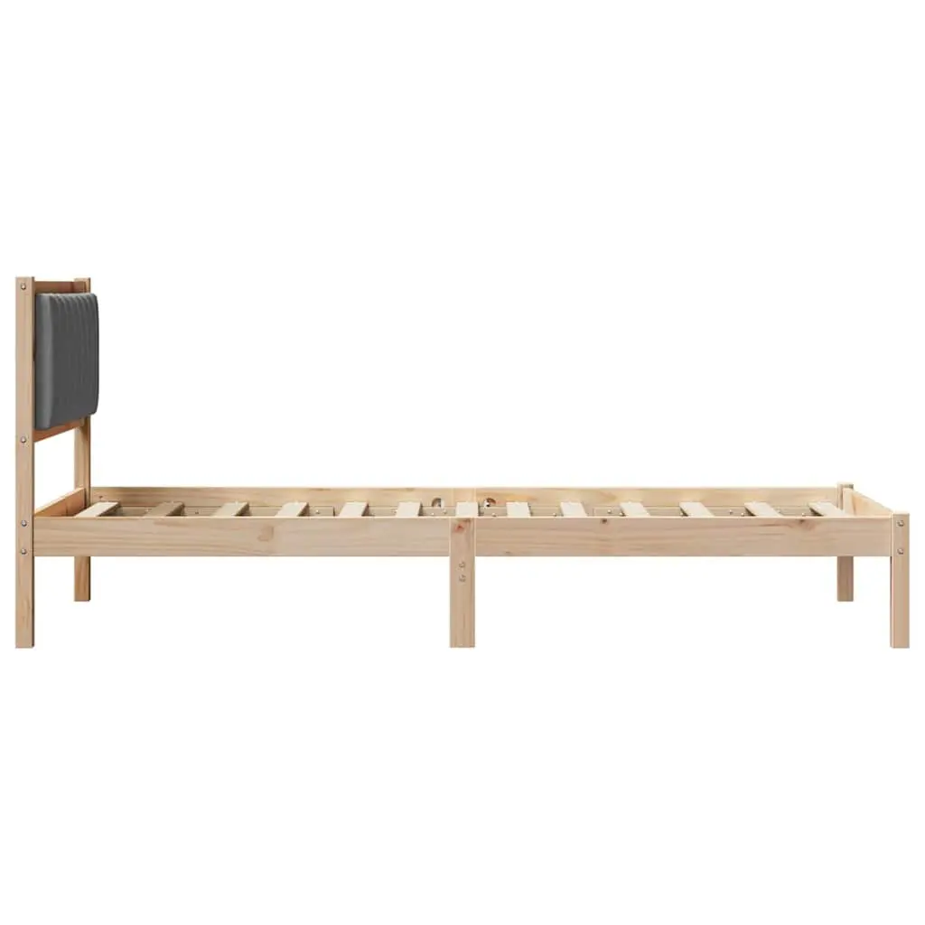 Bed Frame with Upholstered Headboard 90 x 190 cm Dark Grey
