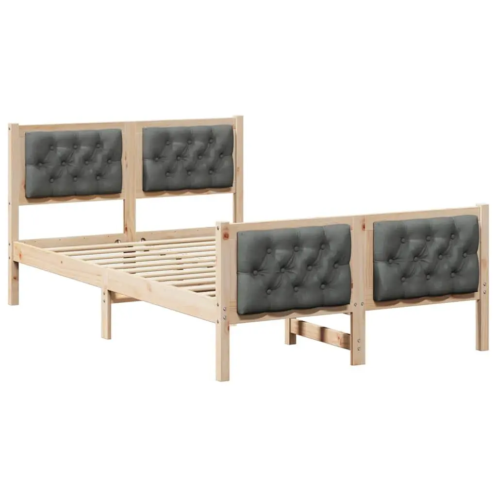 Grey Bed Frame with Headboard 135 x 190 cm