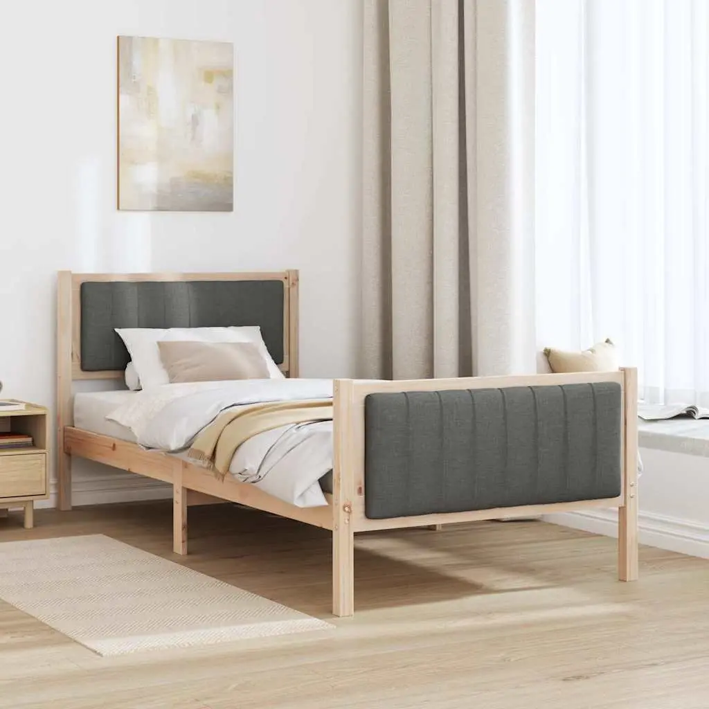 Solid Pine Wood Bed Frame 90 x 190 cm with Headboard
