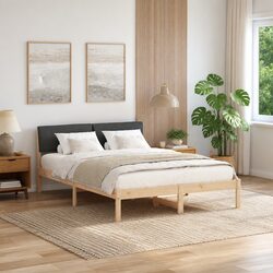 Modern Brown Platform Bed Frame 150 x 200 cm with Headboard