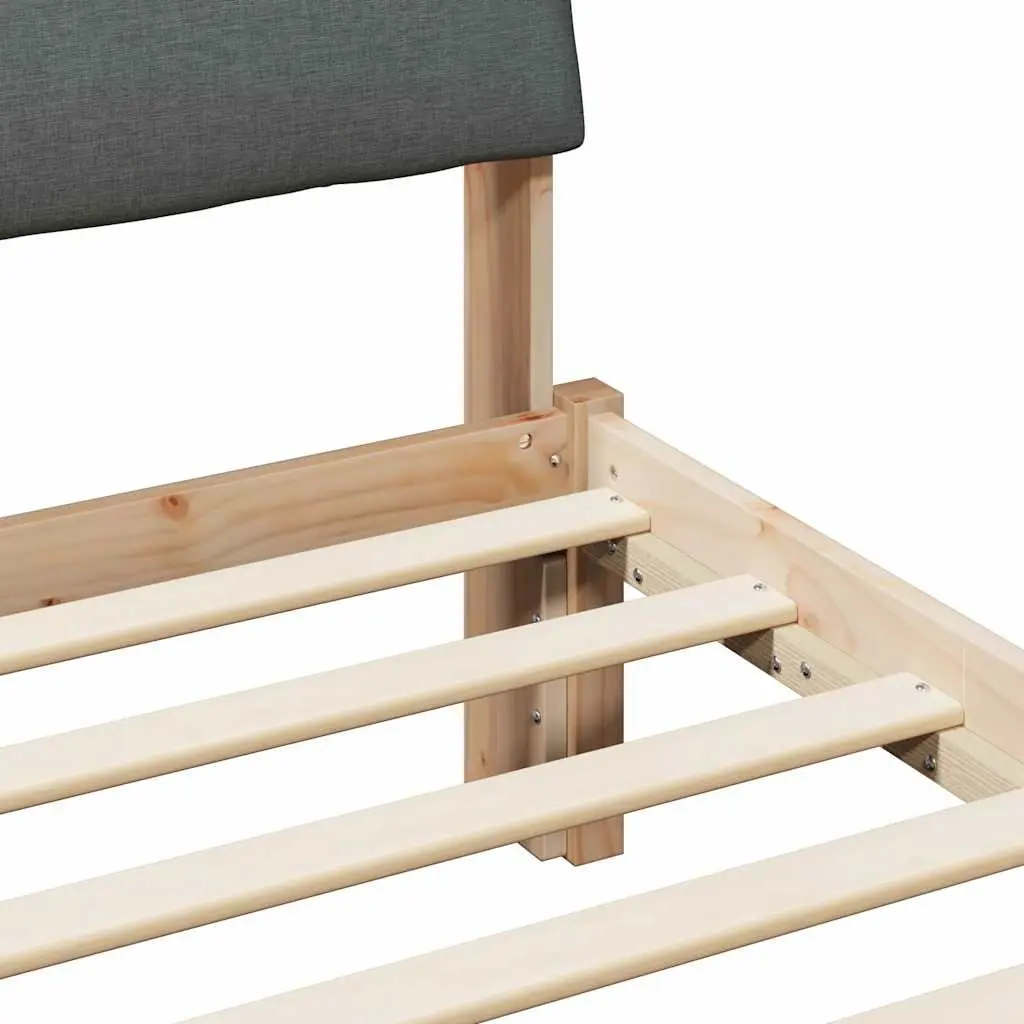 Brown Solid Pine Wood Bed Frame 135 x 190 cm with Headboard