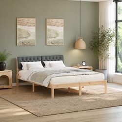 Solid Pine Modern Platform Bed Frame 135 x 190 cm