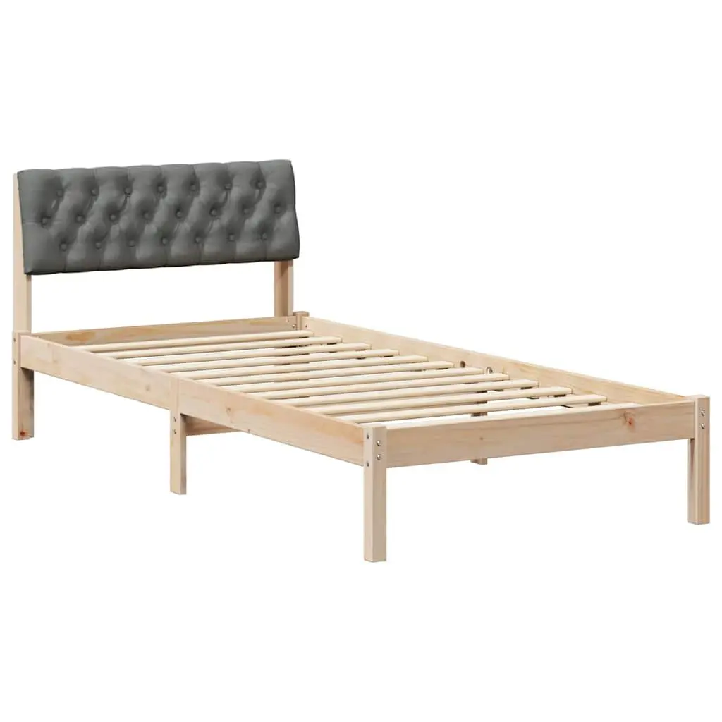 Solid Pine Wood Platform Bed Frame 90x190cm Dark Grey