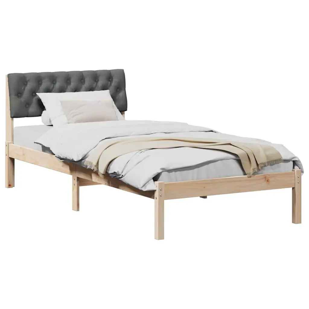 Solid Pine Wood Platform Bed Frame 90x190cm Dark Grey