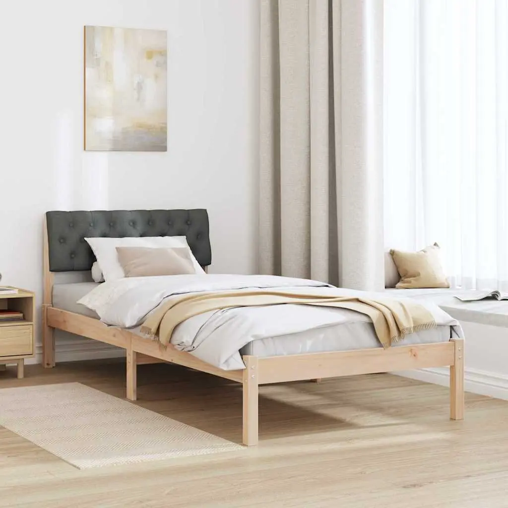 Solid Pine Wood Platform Bed Frame 90x190cm Dark Grey