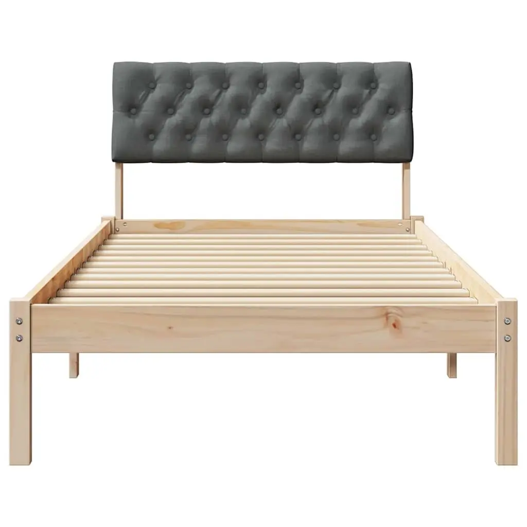 Solid Pine Wood Platform Bed Frame 90x190cm Dark Grey