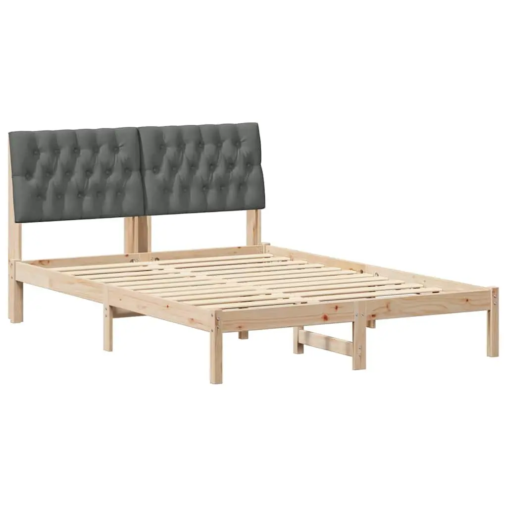 Brown Upholstered Headboard Bed Frame 135 x 190 cm