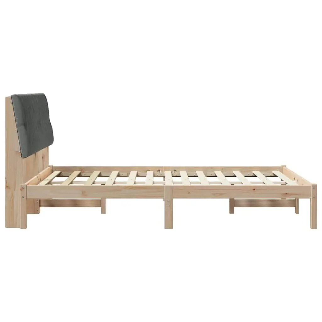 Brown Upholstered Headboard Bed Frame 135 x 190 cm