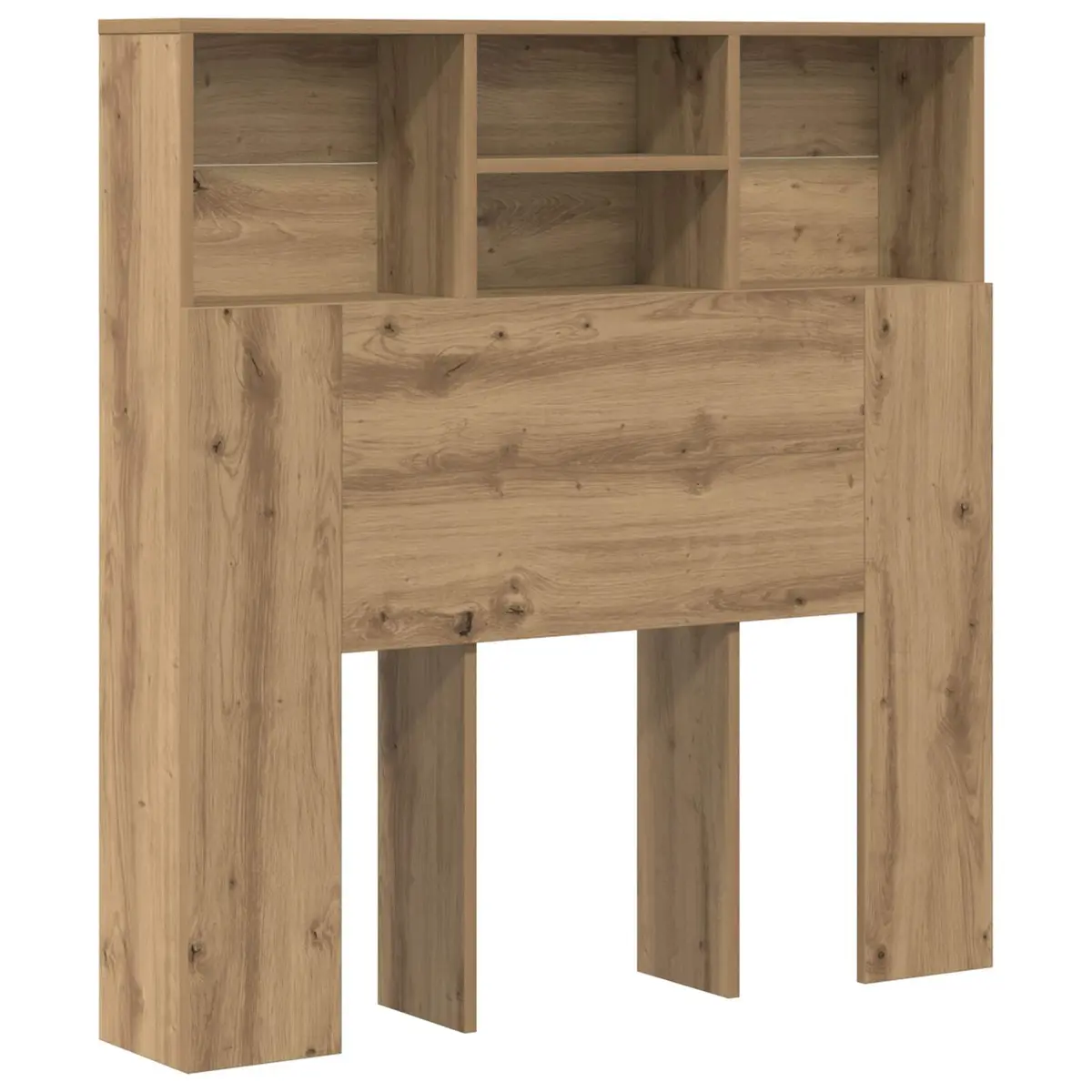 Brown Engineered Wall-Mounted Headboard Cabinet with Shelves