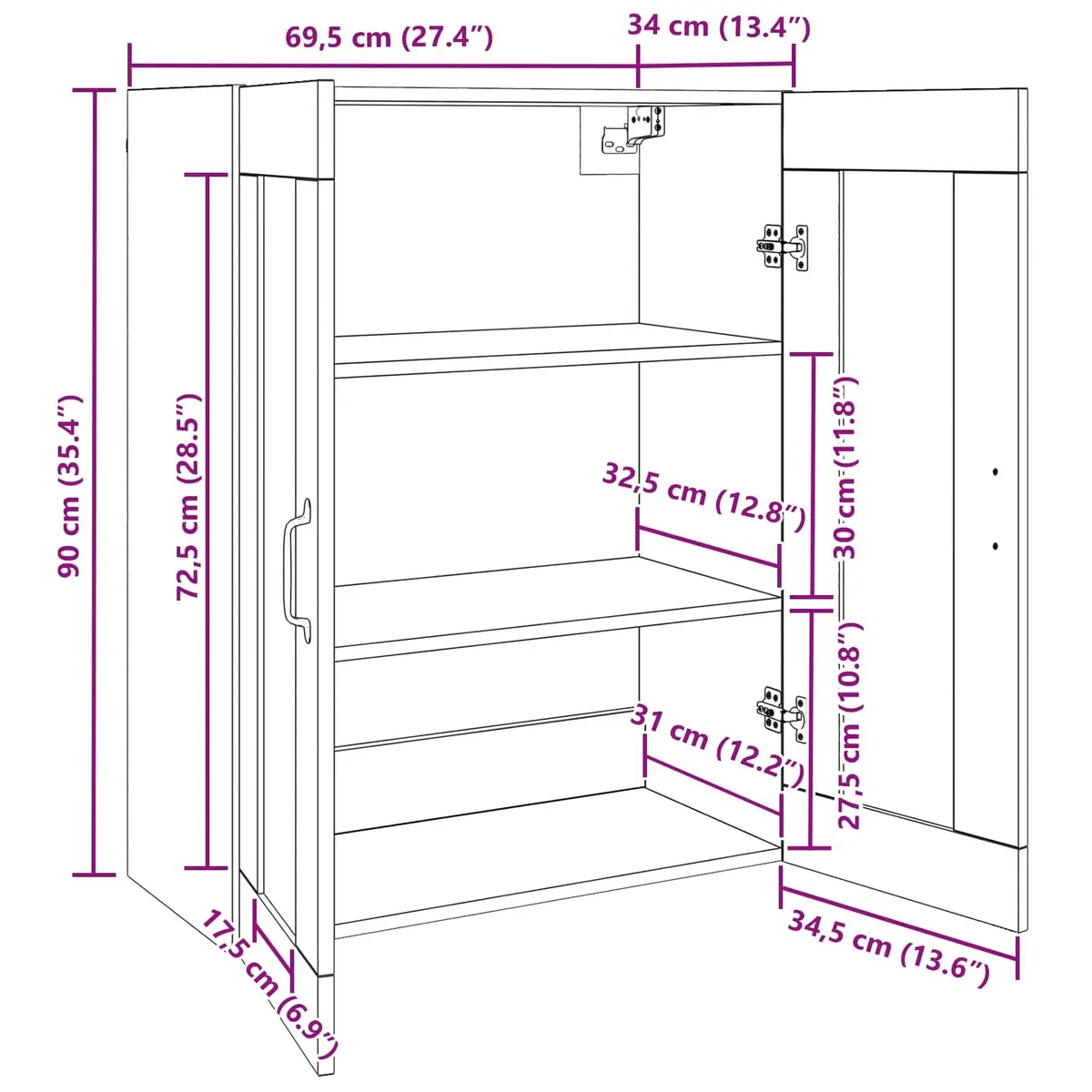 Wall-mounted Storage Cabinet in Black Oak