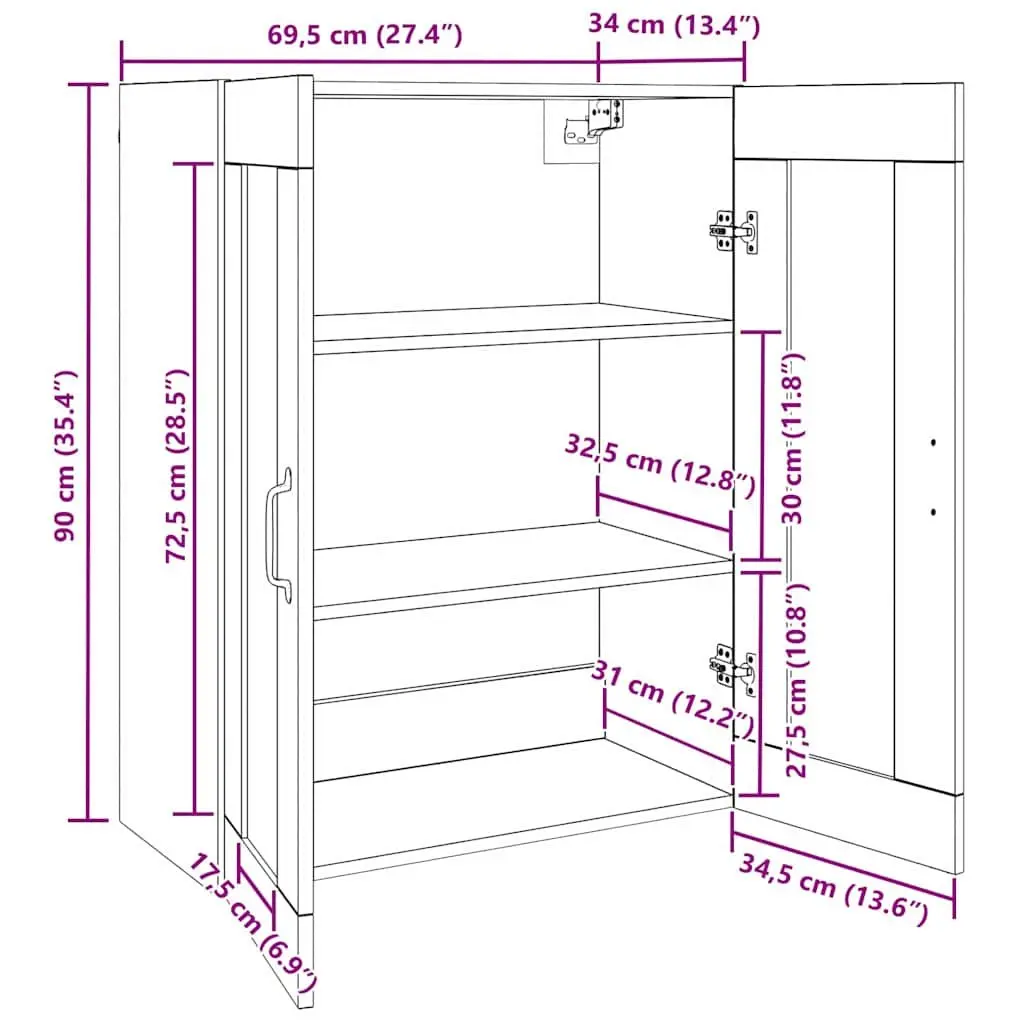 Wall-mounted Storage Cabinet in Black Oak