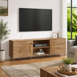 TV Cabinet 150cm Modern Rectangular Storage Unit Brown Engineered Wood Living