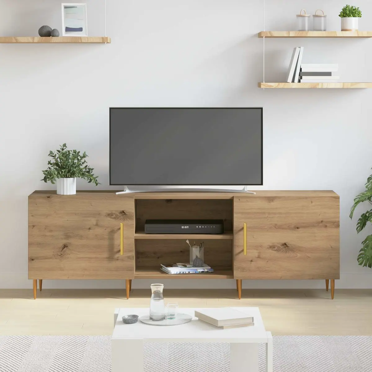 150cm Modern Brown TV Cabinet with Ample Storage
