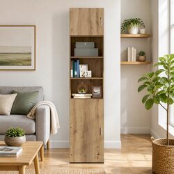 Rustic Brown Engineered Wood Wall Cabinet for Storage