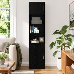 Rustic Black Oak Wall Cabinet for Durable Storage