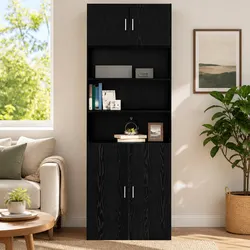 Sturdy Black Oak Wall Cabinet for Organized Storage