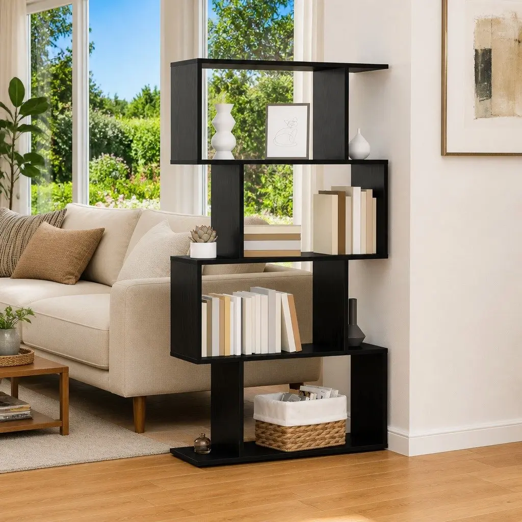 Black Oak Book Cabinet with Spacious Shelves