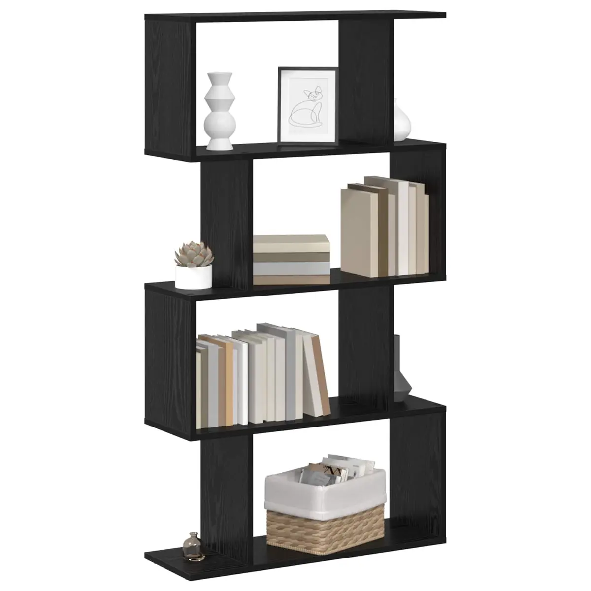 Black Oak Book Cabinet with Spacious Shelves