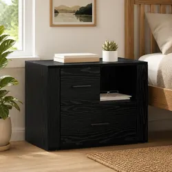 Black Oak Bedside Cabinet for Durable Storage