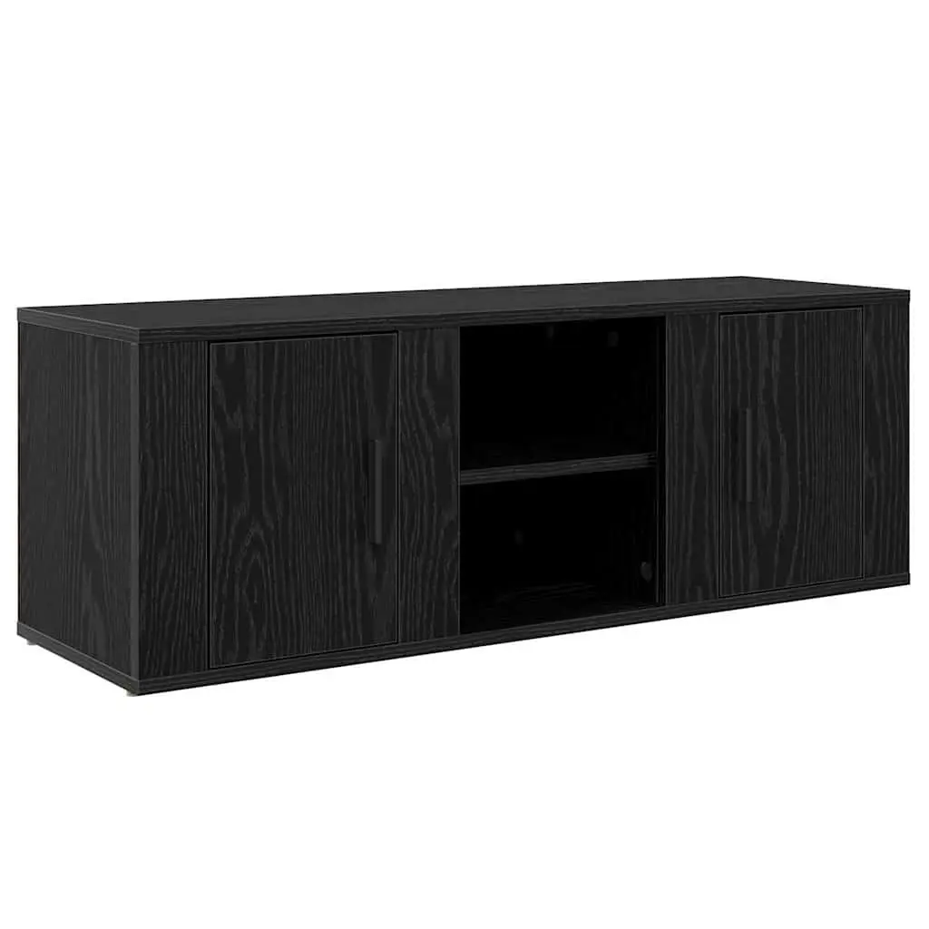 Black Engineered Wood TV Cabinet with Rustic Charm