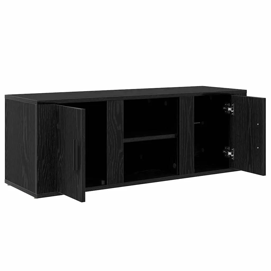 Black Engineered Wood TV Cabinet with Rustic Charm