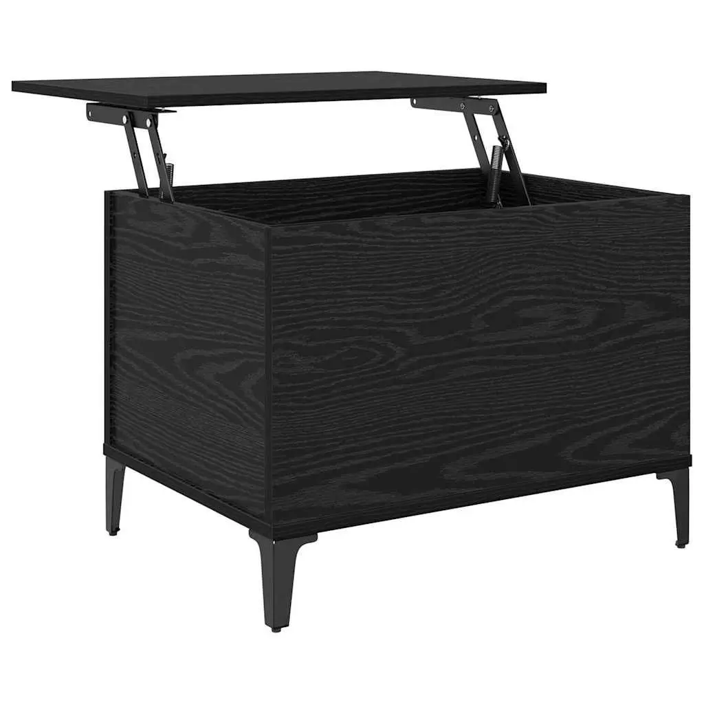 Black Oak Coffee Table with Sturdy Metal Legs