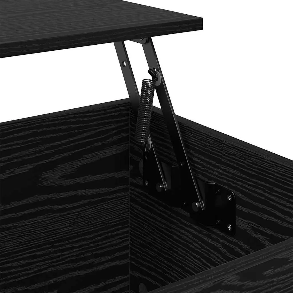 Black Oak Coffee Table with Sturdy Metal Legs