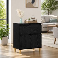 Stylish Sideboard Cabinet with Drawer in Black Oak