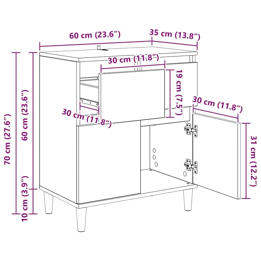 Sideboard Cabinet with Drawer in Black Oak