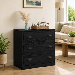 Black Oak 70cm Engineered Wood Sideboard Storage Cabinet