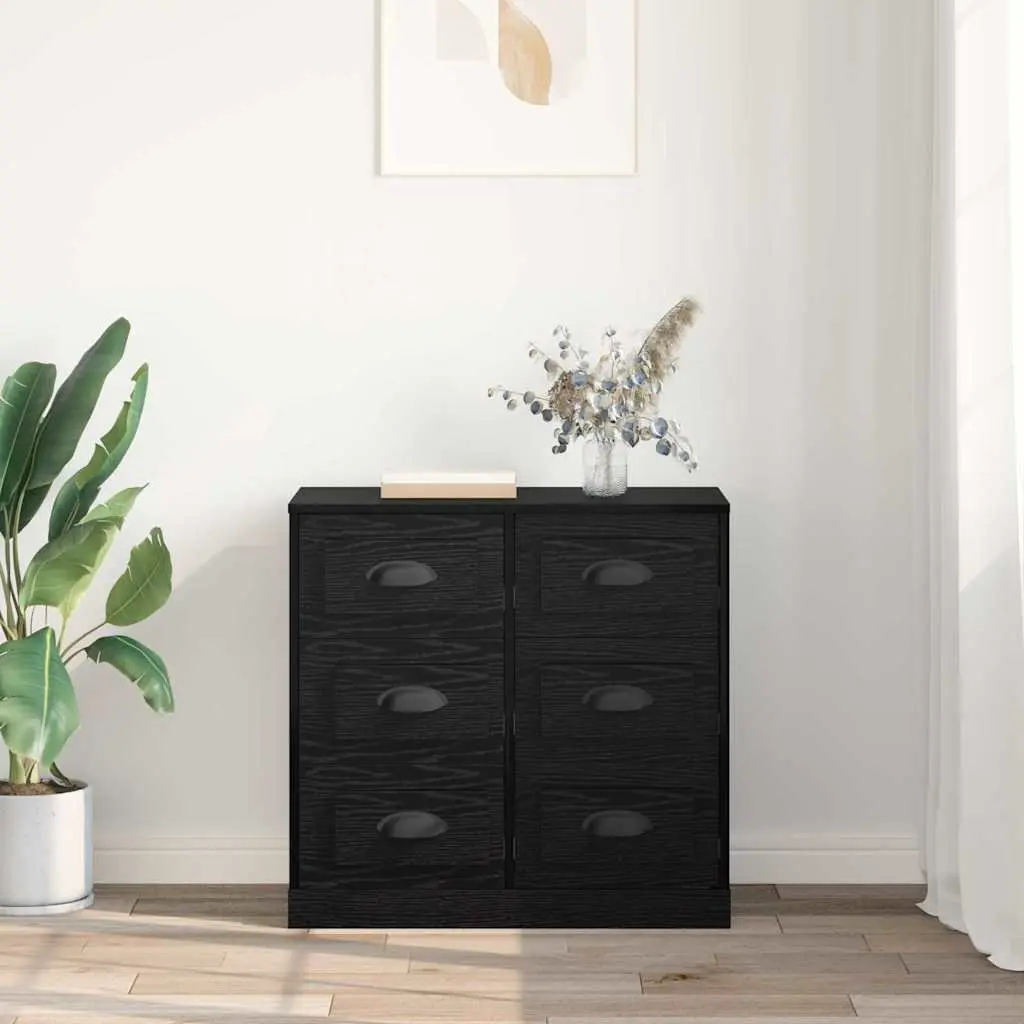 Sideboard Black Oak 70cm Storage Cabinet Living Room Dining Furniture Engineered