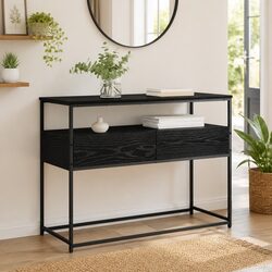 Modern Console Table in Black Engineered Wood