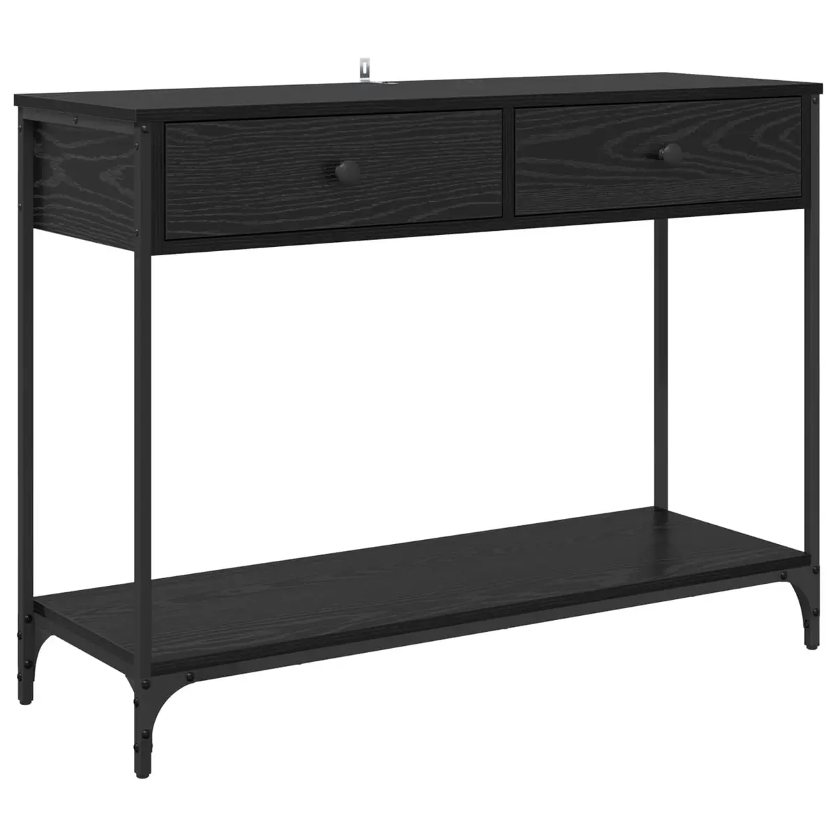 Console Table Engineered Wood Steel 100x34.5x75cm Black Oak