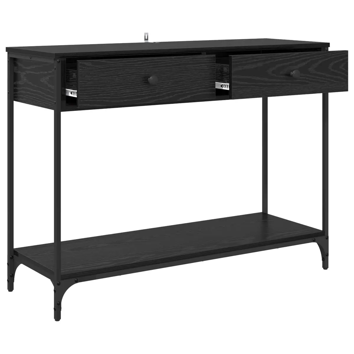 Console Table Engineered Wood Steel 100x34.5x75cm Black Oak