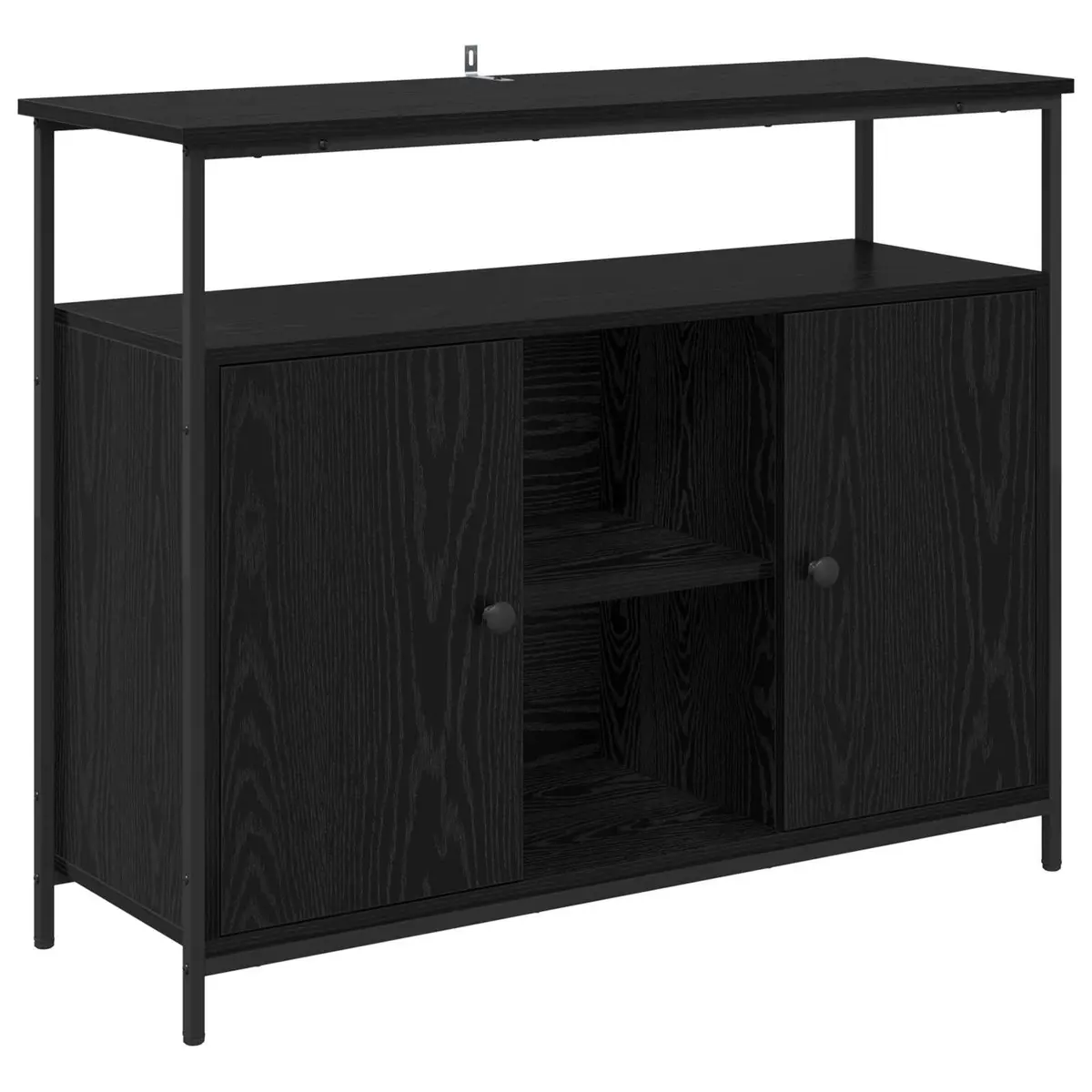 Sideboard Engineered Wood 100x35x80cm Black Oak Modern Storage Cabinet Buffet
